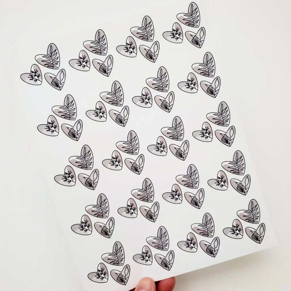 LB068 Neutral Palette Abstract Heart Line Art Plants Sticker Sheets [Price Firm] - Picture 3 of 12